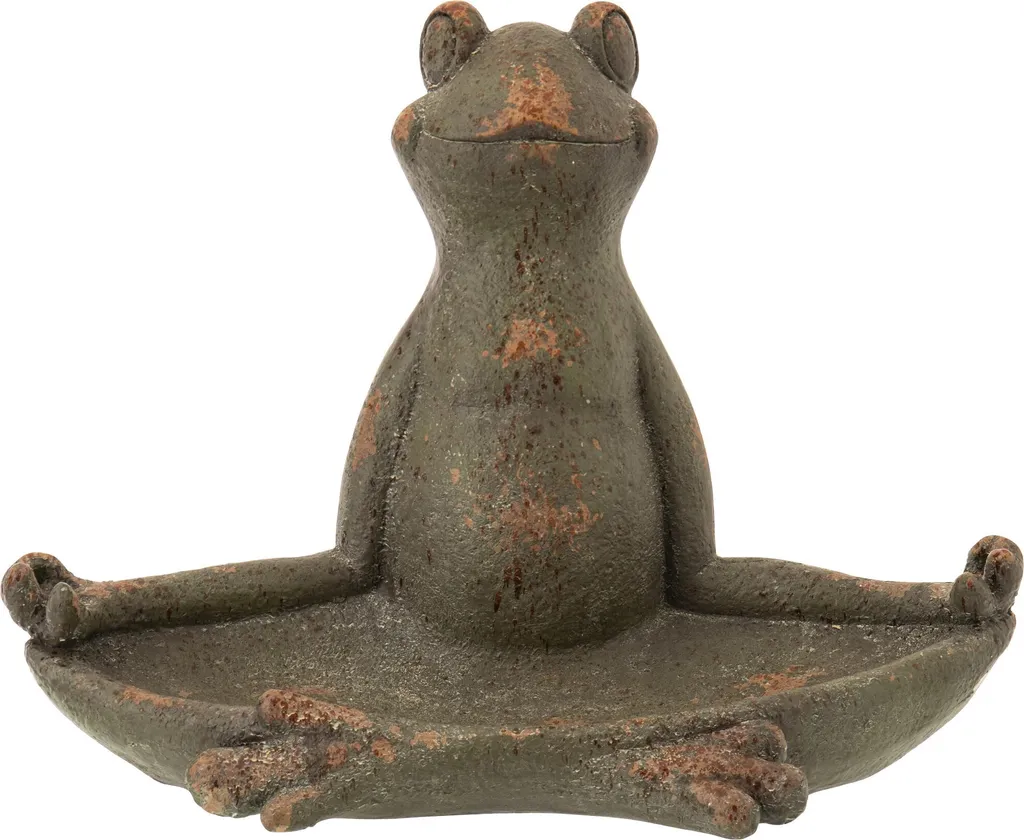 Grenouille de jardin en magnésium vert foncé finition antique haut de gamme