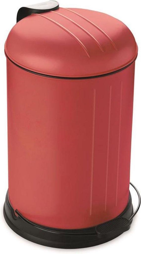 Rixx Treteimer 12 l mit Soft-Close-Deckel, herausnehmbarem Inneneimer und Fingerprint-Proof-Beschichtung, rot matt