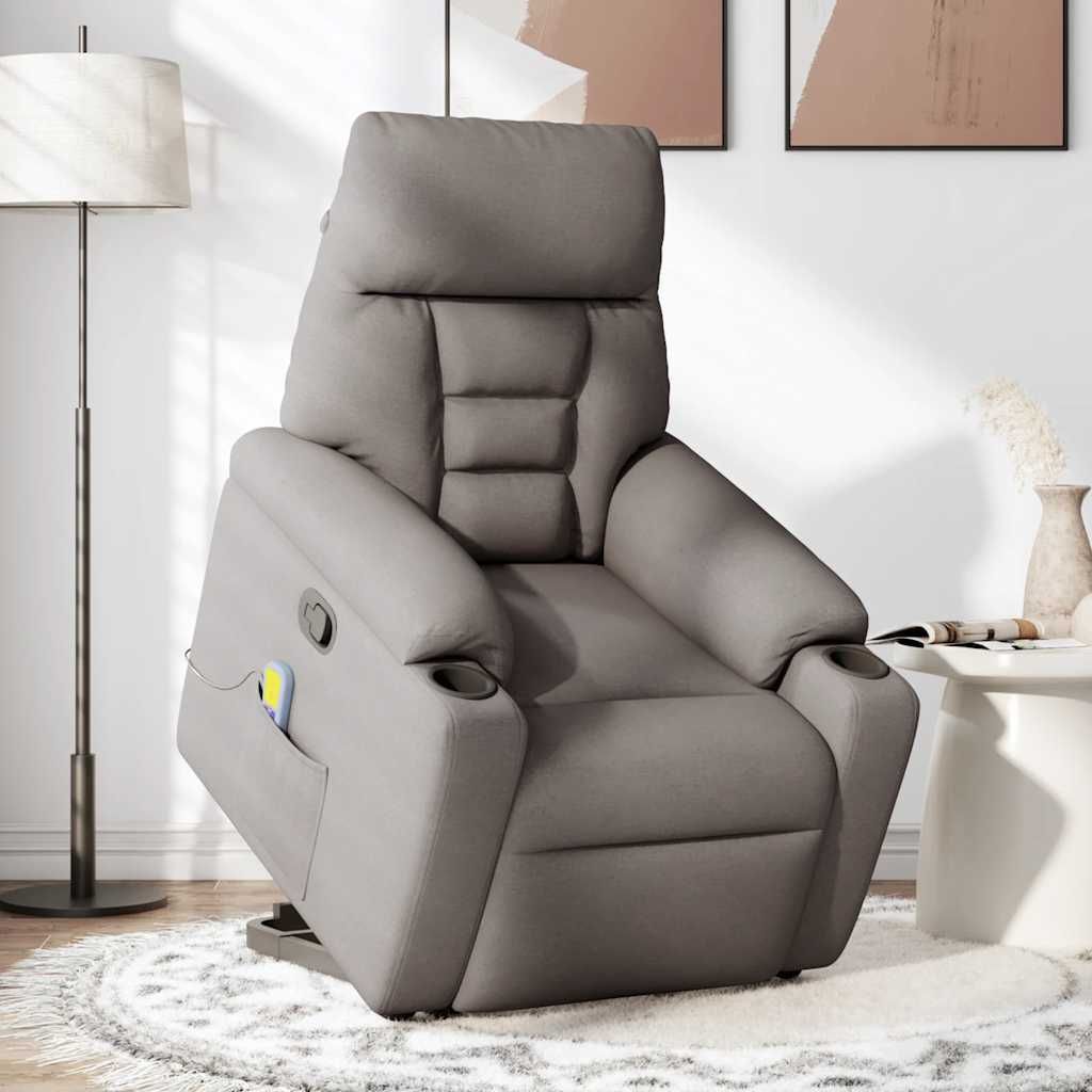 "SALE 2026"Massagesessel/Relaxsessel - Modernes Design - TV-Sessel - Einzelsofa - mit Aufstehhilfe Taupe Stoff - Couchsessel DE1241661