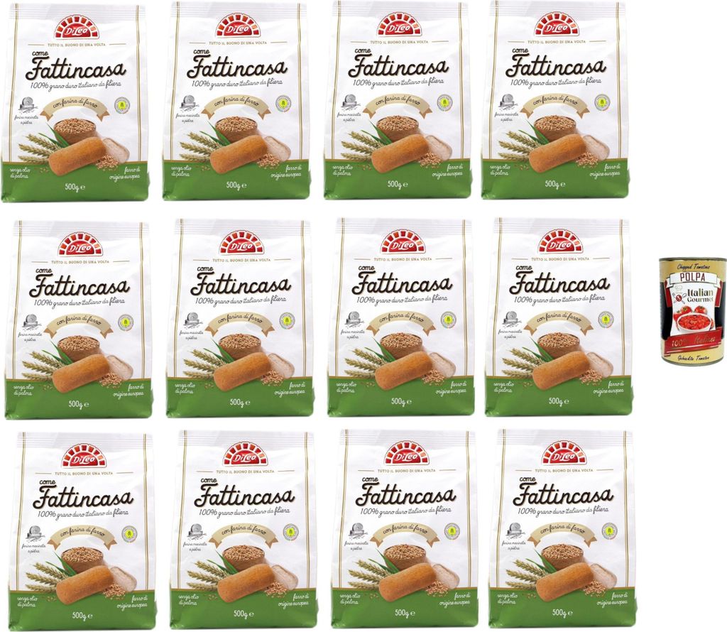 Di Leo Biscotti come Fattincasa con farina di farro, Kekse als hausgemachtes mit geschrieben Mehl, biscuits 12x 500g + Italian Gourmet polpa 400g