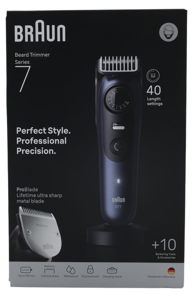 Braun BeardTrimmer 7 80789809, AC/Bateria, Ciemny Niebieski Zdjęcie produktu 
