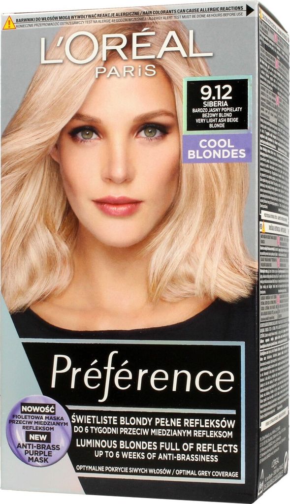 Loreal Preference hair dye Very Light Blonde 9.12 Siberia