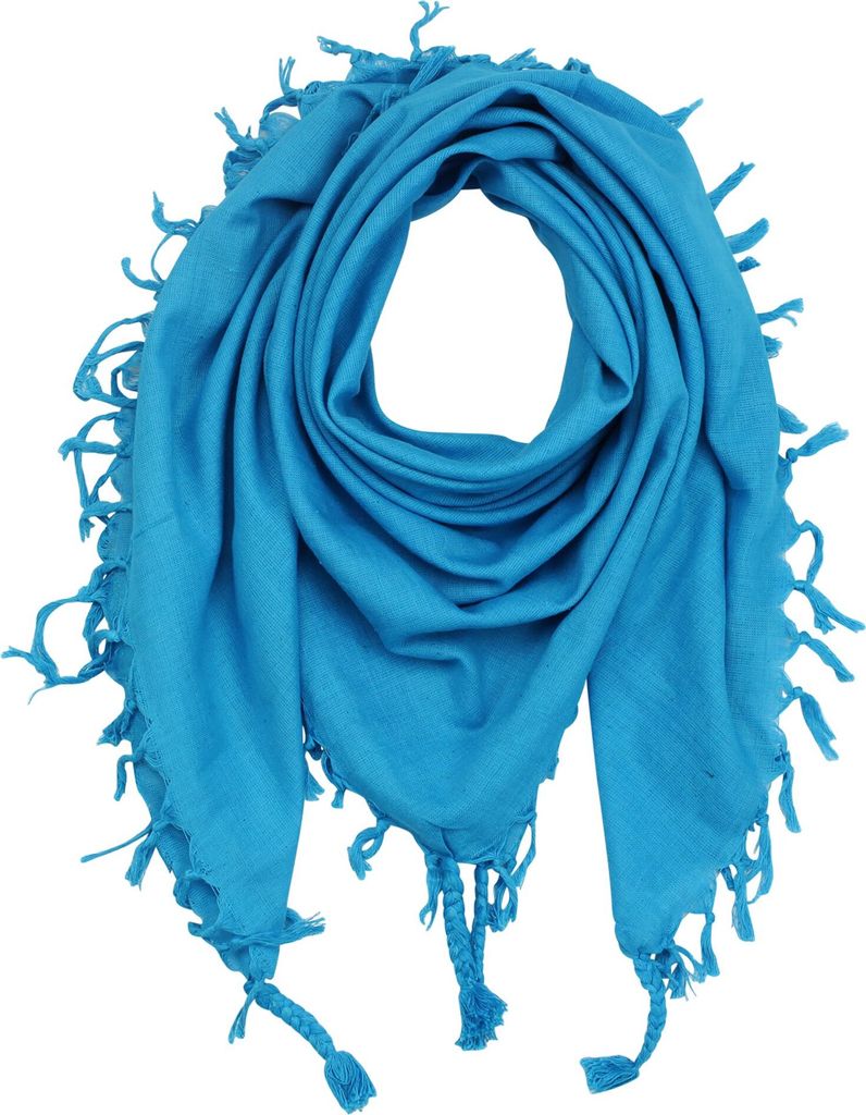 Baumwolltuch fein & dicht gewebt - türkis - mit Fransen - quadratisches Tuch