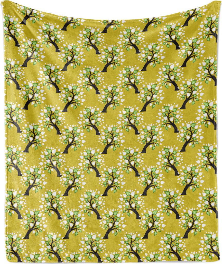 ABAKUHAUS Botanisch Weich Flanell Fleece Decke, Abstrakte Bäume und Blätter, Gemütlicher Plüsch für den Innen- und Außenbereich, 125 x 175 cm...
