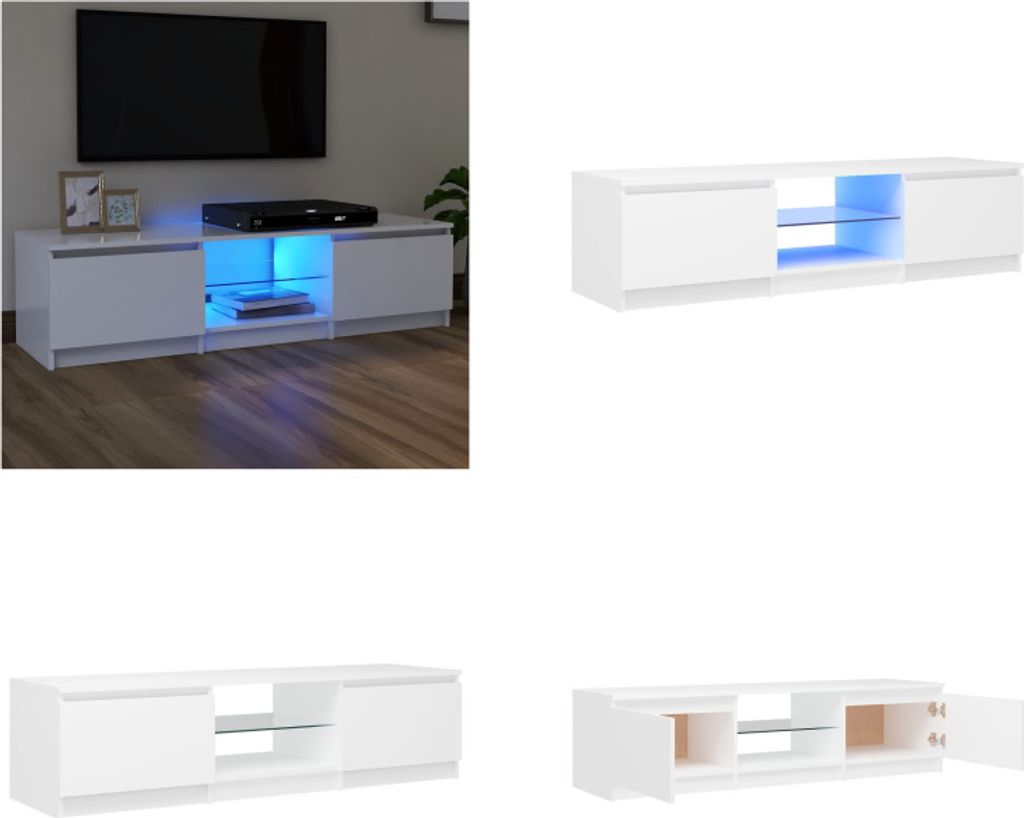 vidaXL TV Schrank mit LED Leuchten Weiß 140x40x35,5 cm - TV-Schrank - TV-Schränke - TV-Schrank Mit LED - TV-Möbel