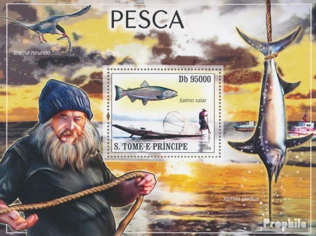 Briefmarken Sao Tome e Principe 2008 Mi Block 654 (kompl. Ausgabe) postfrisch Angeln