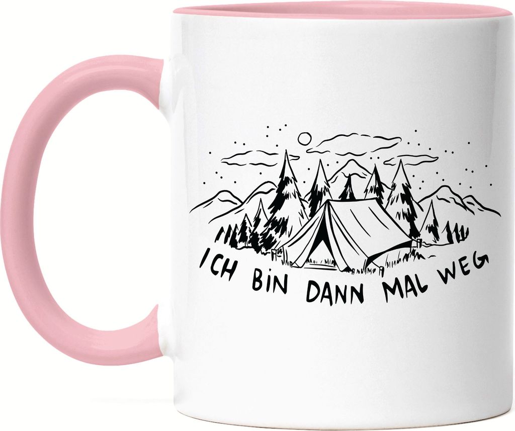 Ich bin dann mal weg Tasse Rosa Camping Zelten Wohnwagen Naturliebhaber Wildcamping Geschenk