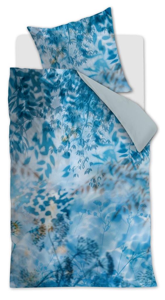 Beddinghouse Mako-Satin-Bettwäsche-Garnitur Ombre Farbe Blau Grau Größe 155 x 220 cm + 1x 80 x 80 cm