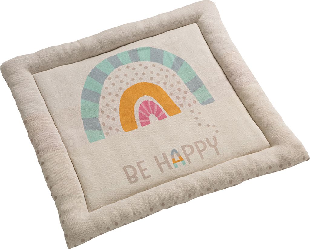 howa Baby Krabbeldecke Spieldecke 'be happy', weich gepolstert, Baumwolle, Strick, 100x100x7cm 8902