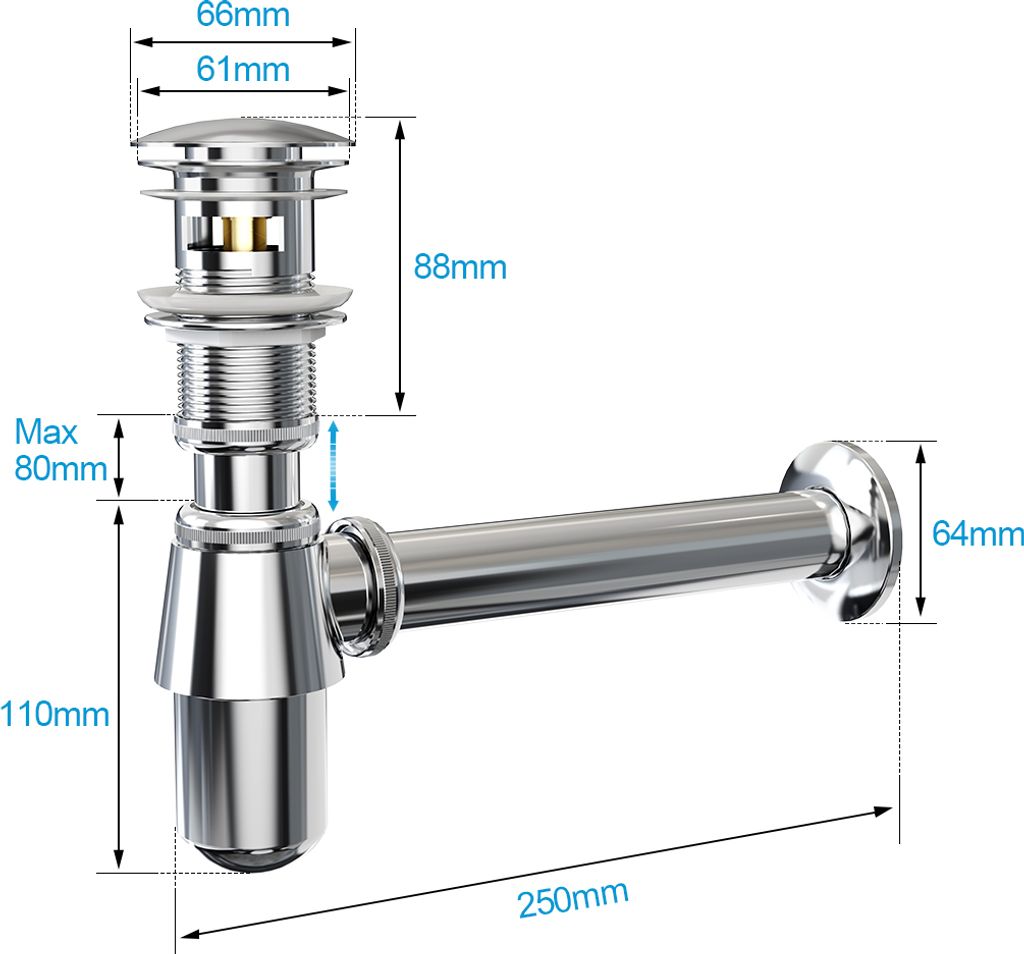 Heilmetz Universal Siphon Waschbecken und Ablaufventil Produktbild 11