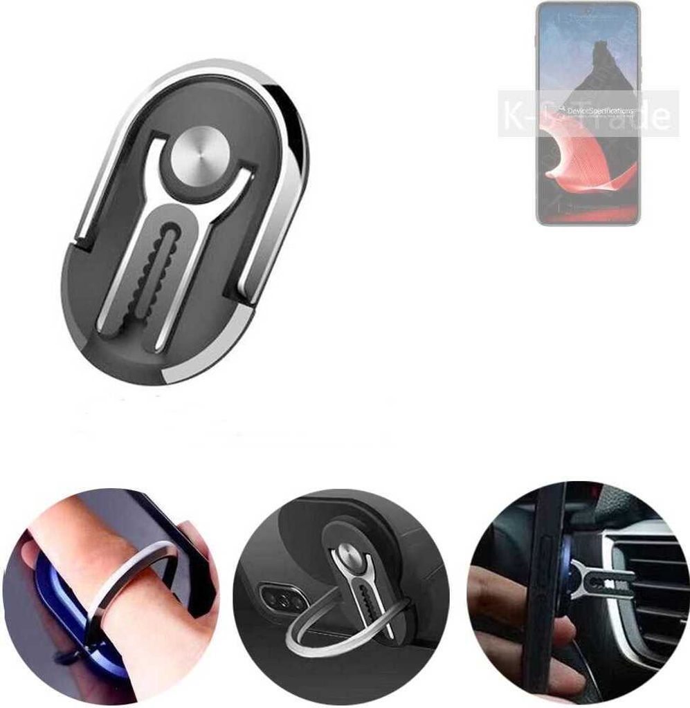 K-S-Trade 3in1 Smartphone-Ring Handy-Ring kompatibel mit Motorola ThinkPhone Fingerhalterung Handyring Tischständer Lüftungsgitter-Halterung Tisch