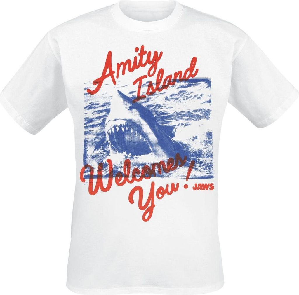 Der weisse Hai T-Shirt Herren Amity Island Welcomes You - Oversize weiß L