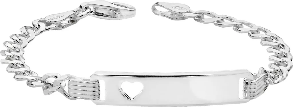 Gourmette identité Baby Coeur Argent 925 - 15cm x 4mm - TRS25354