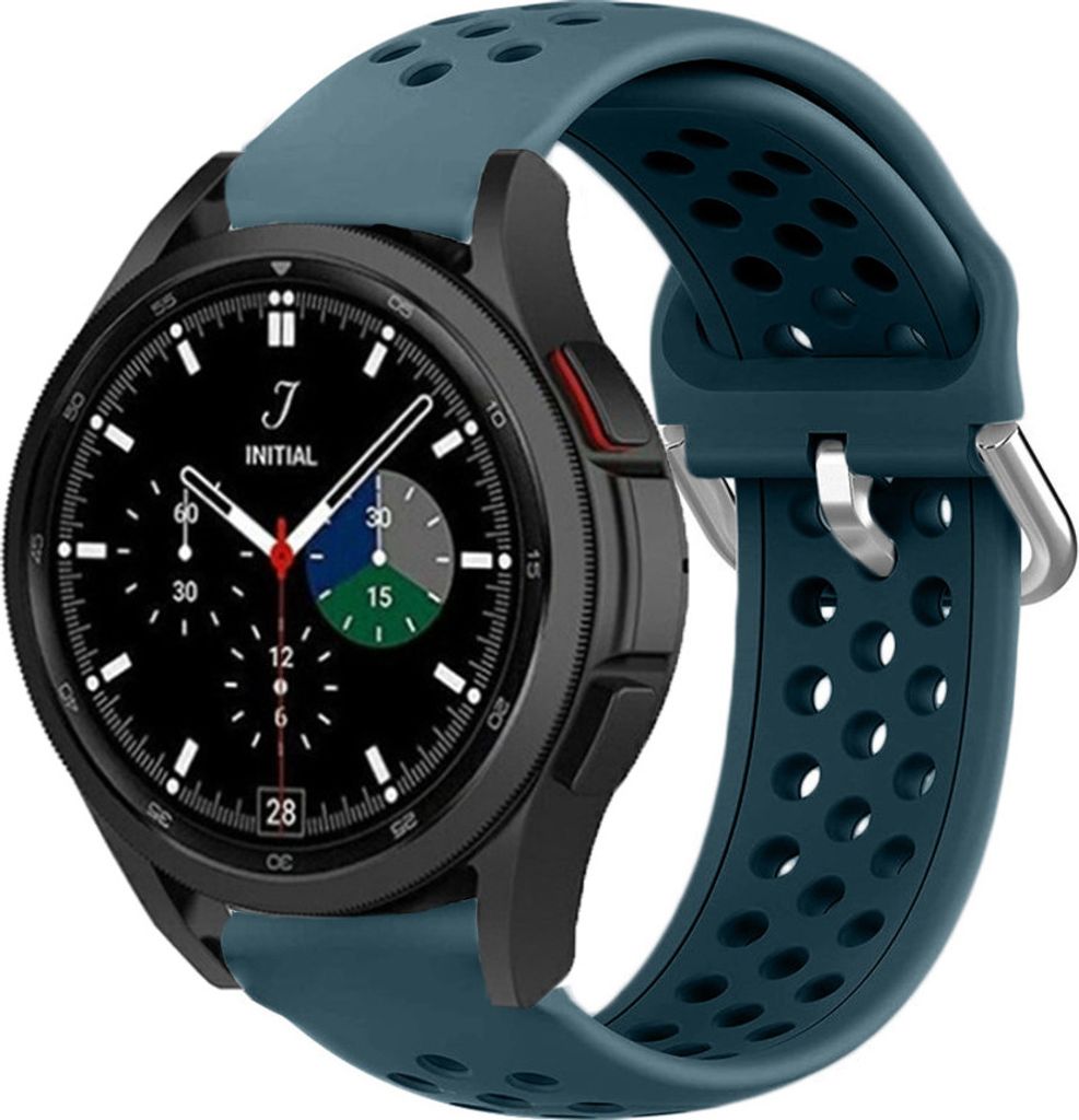 Strap-it Samsung Galaxy Watch 4 Classic 46mm Silikonarmband mit Löchern (Rock Green)