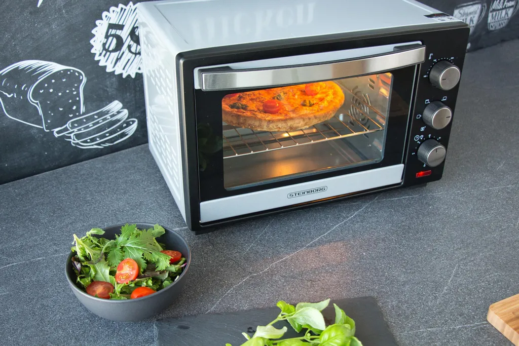 Steinborg Mini-four 25L 1600W Argent - Four à Pizza 3-en-1 Convection - 24