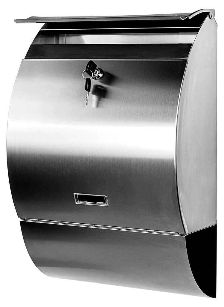 Wandbriefkasten aus V2A Edelstahl mit Zeitungsfach