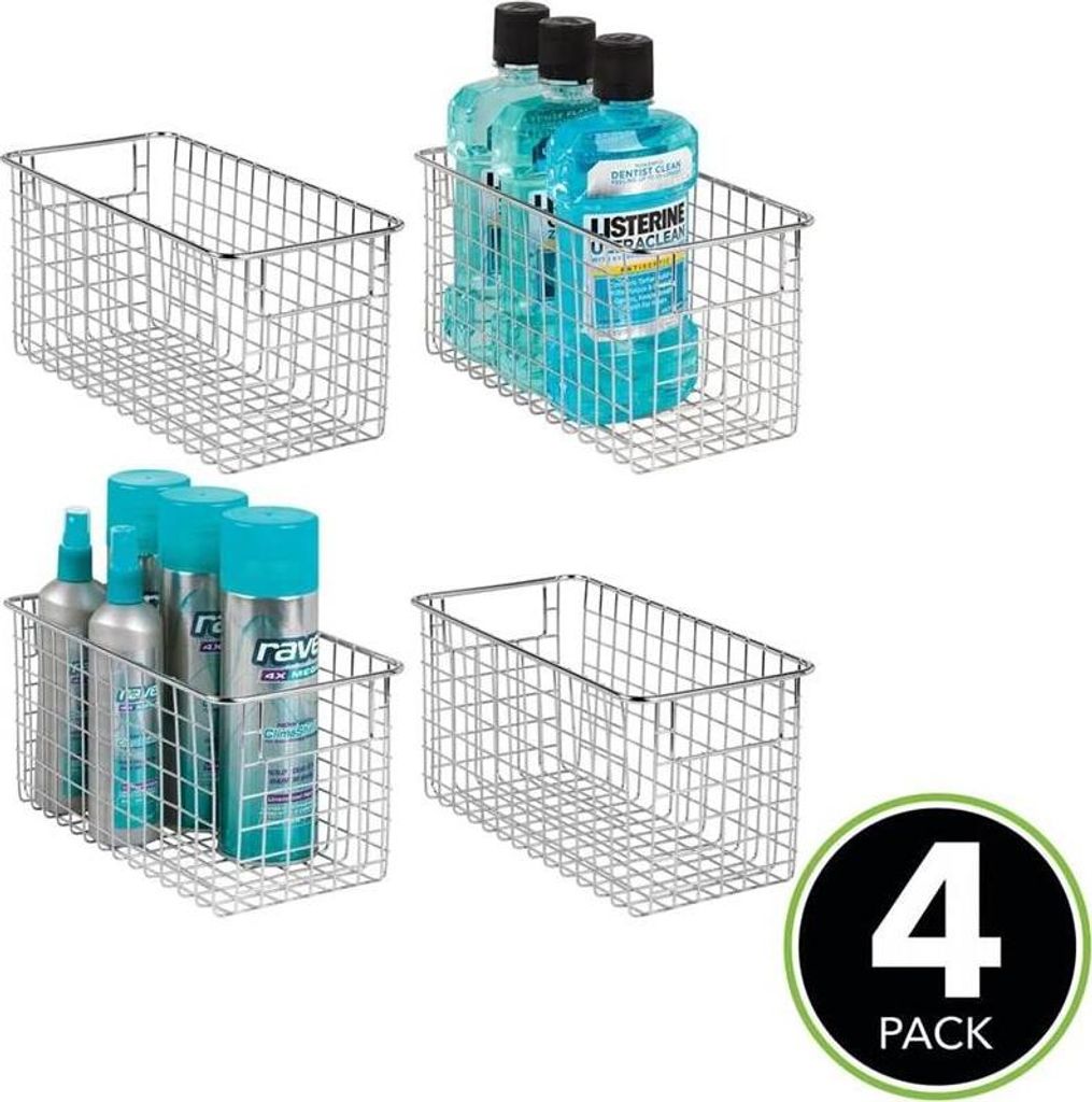 Badkorb Set 4 Stück chrom Aufbewahrungsbox Regalkorb Badezimmer Box mDesign