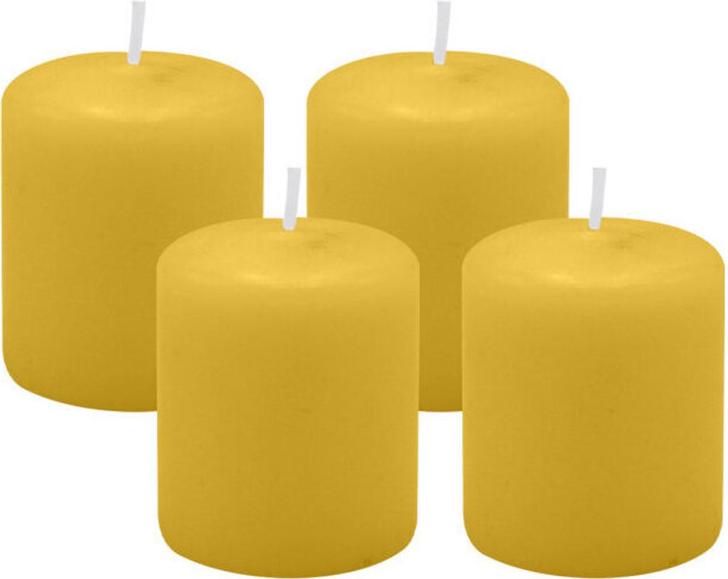 4er Set Adventskranzkerzen Mostard Senf Ø 50 x 60 mm