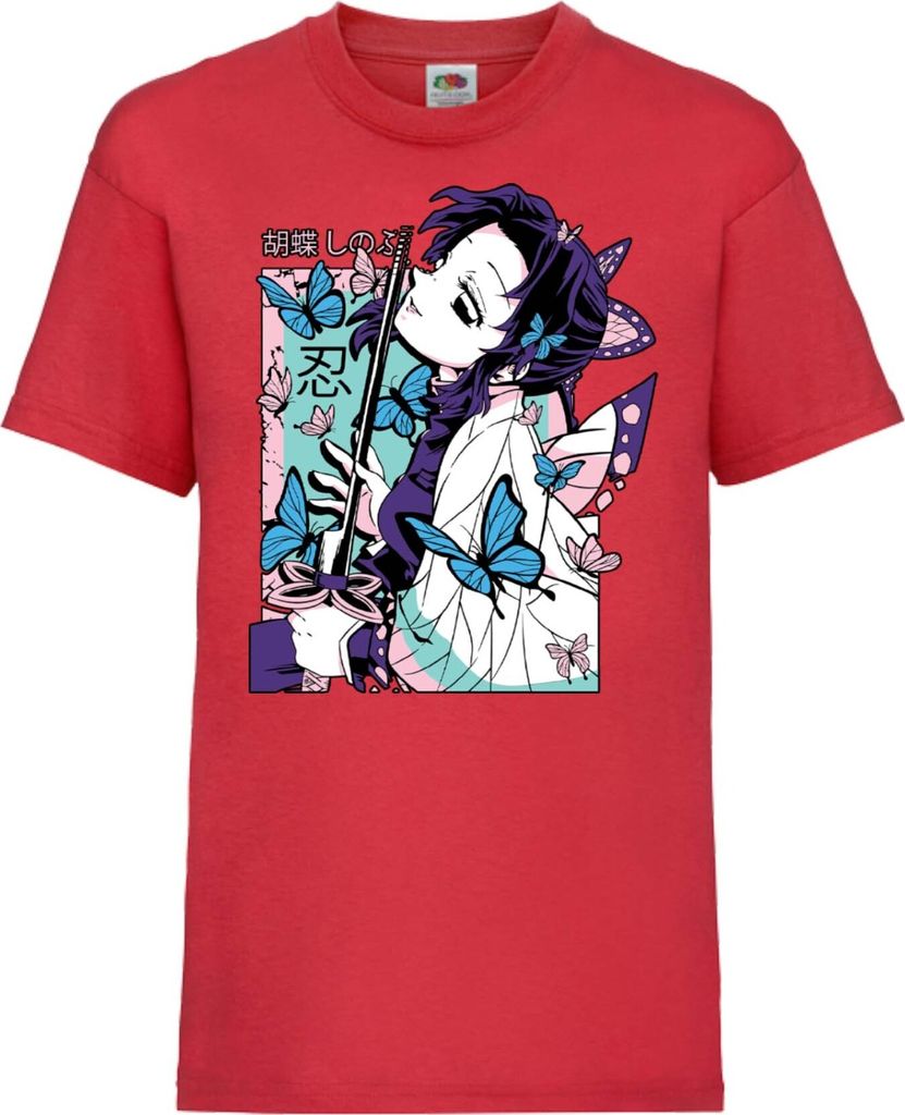 Kinder T-Shirt Demon Anime Slayer Shinobu Kocho Shinobu, 7-8 Jahr - 128 / Rot