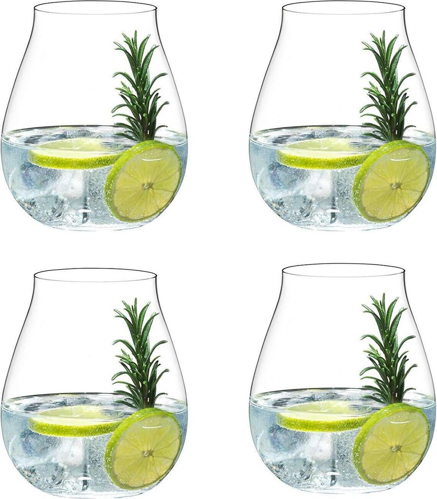Riedel 5414/67 Gin Tonic Gläser Set 4 Stück + Gratis 4er Set EKM Living Edelstahl Strohhalme (Kupfer)