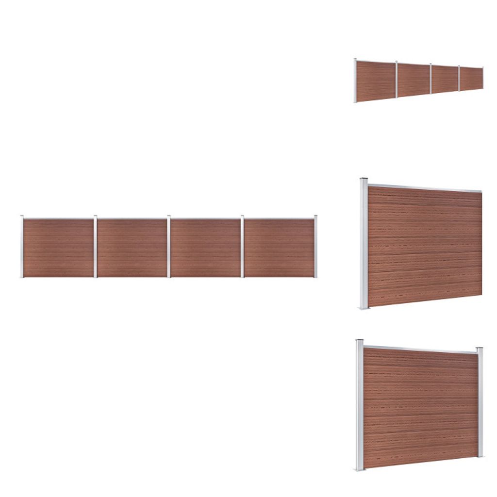 vidaXL Zaunelement Set WPC 699x146 cm Braun - Zaunfelder