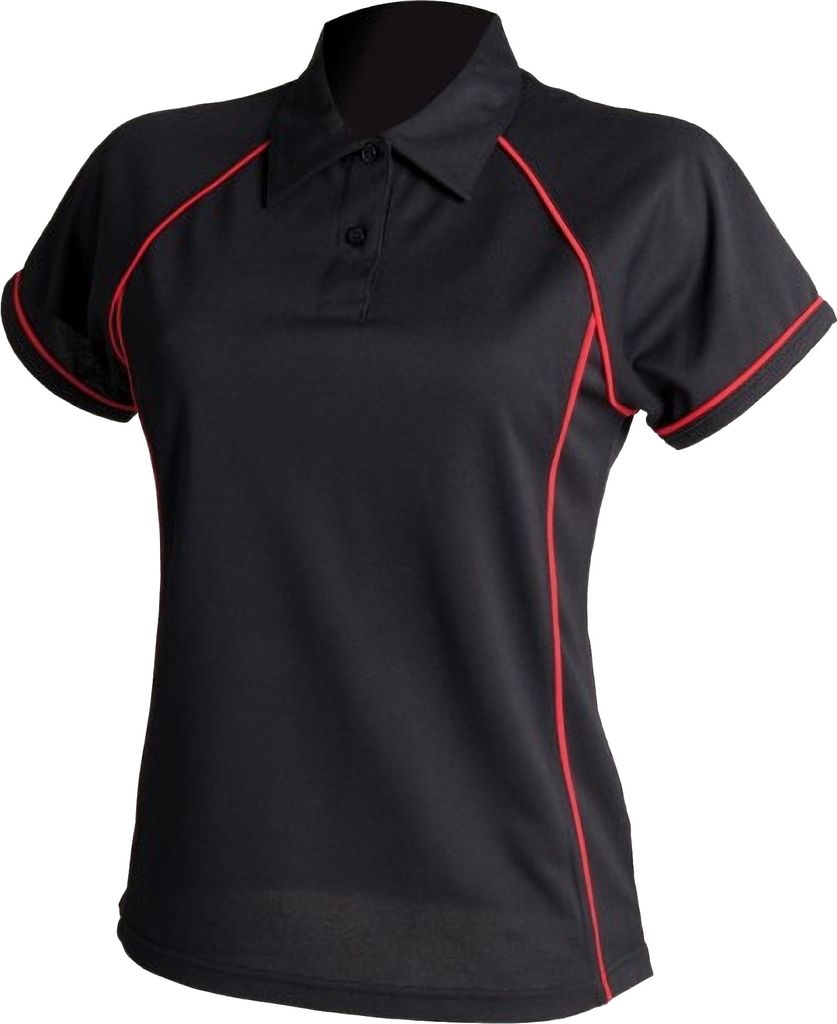 Finden & Hales Damen Sport Polo Shirt Coolplus RW428 (L) (Schwarz/Rot)