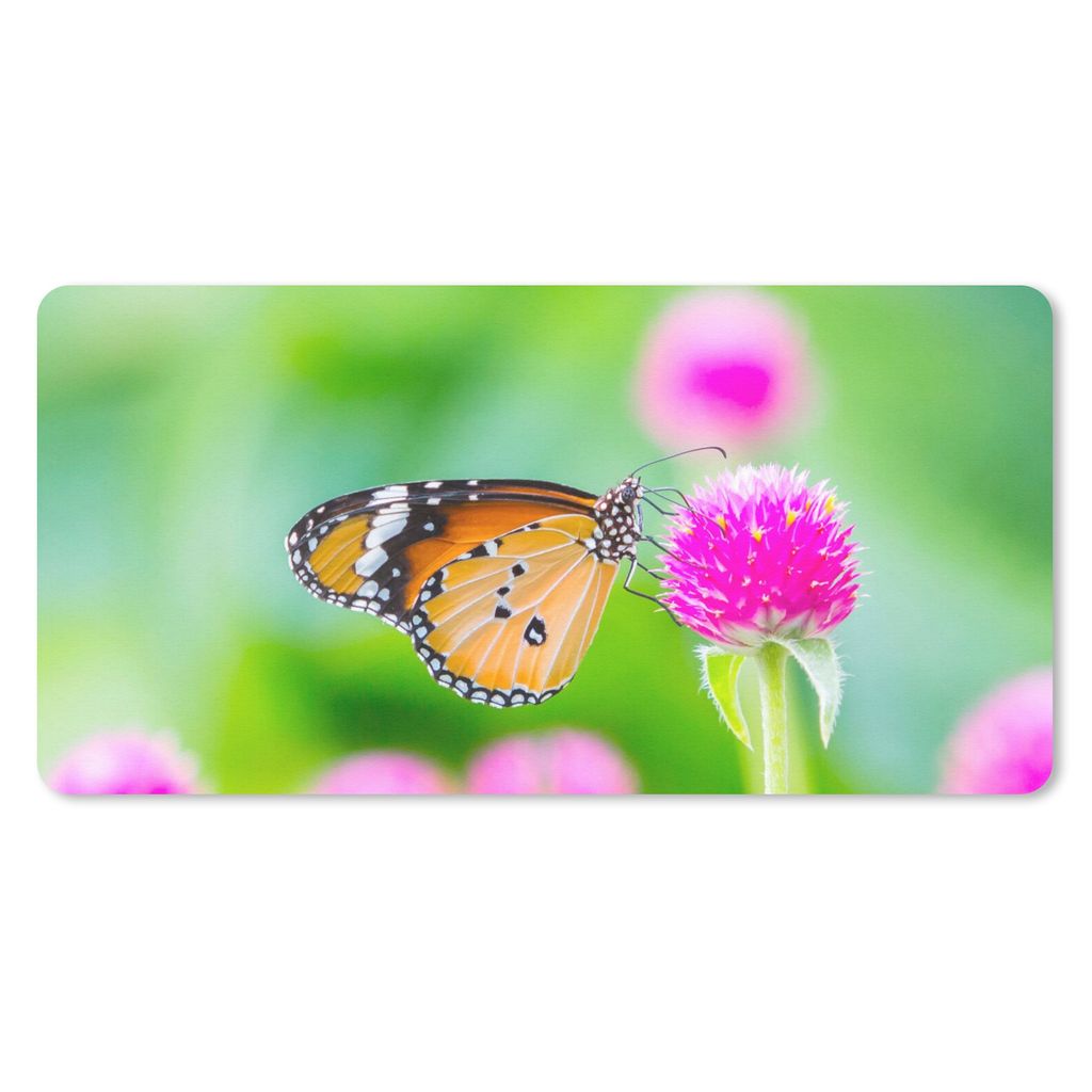 MuchoWow Mauspad Mousepad Landleben - Schmetterling - Distel - Blume 60x30 cm - Mousepads - Maus Mat - Pad - Mausunterlage - Nachhaltig