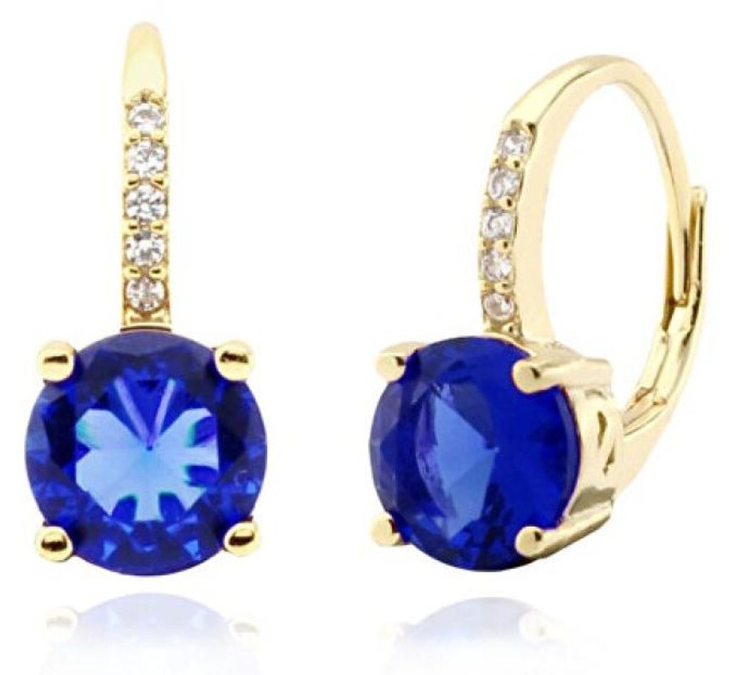 Stunning gold-plated earrings with blue zircons SVLE0853XH2GM00