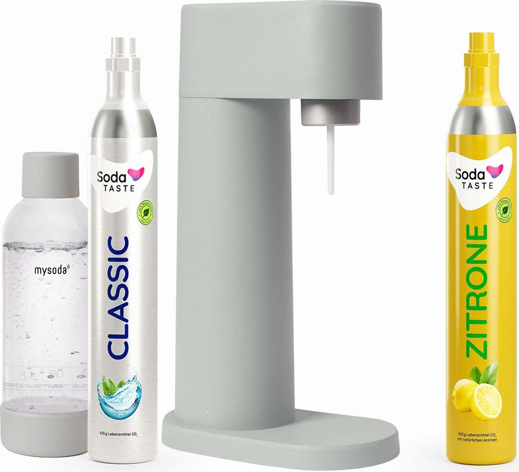 Sparangebot: Woody Wassersprudler (Grau) + CO2-Zylinder Zitrone
