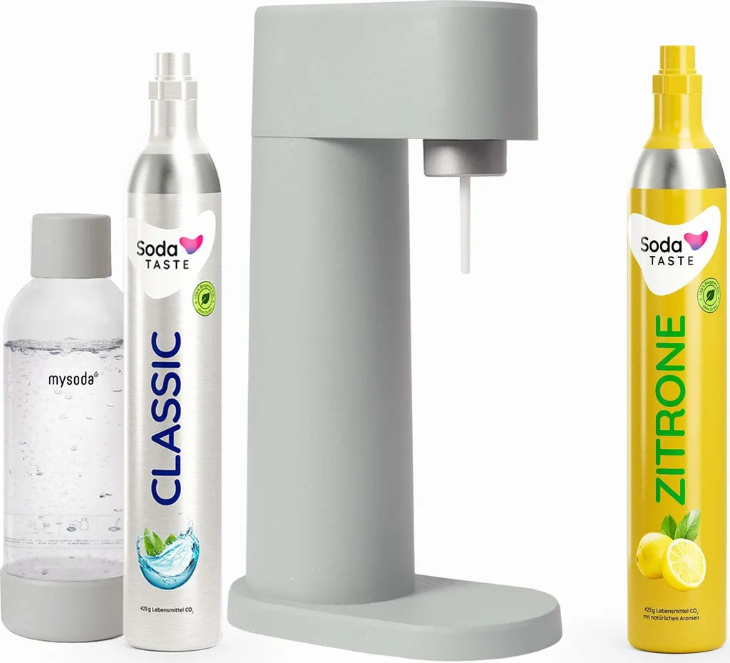 Offerta speciale: Creatore di acqua frizzante Woody (grigio) + bombola CO2 limone