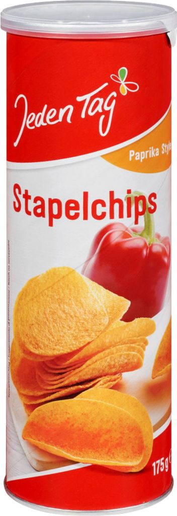 Jeden Tag Stapelchips Paprika (175g Packung) + usy Block