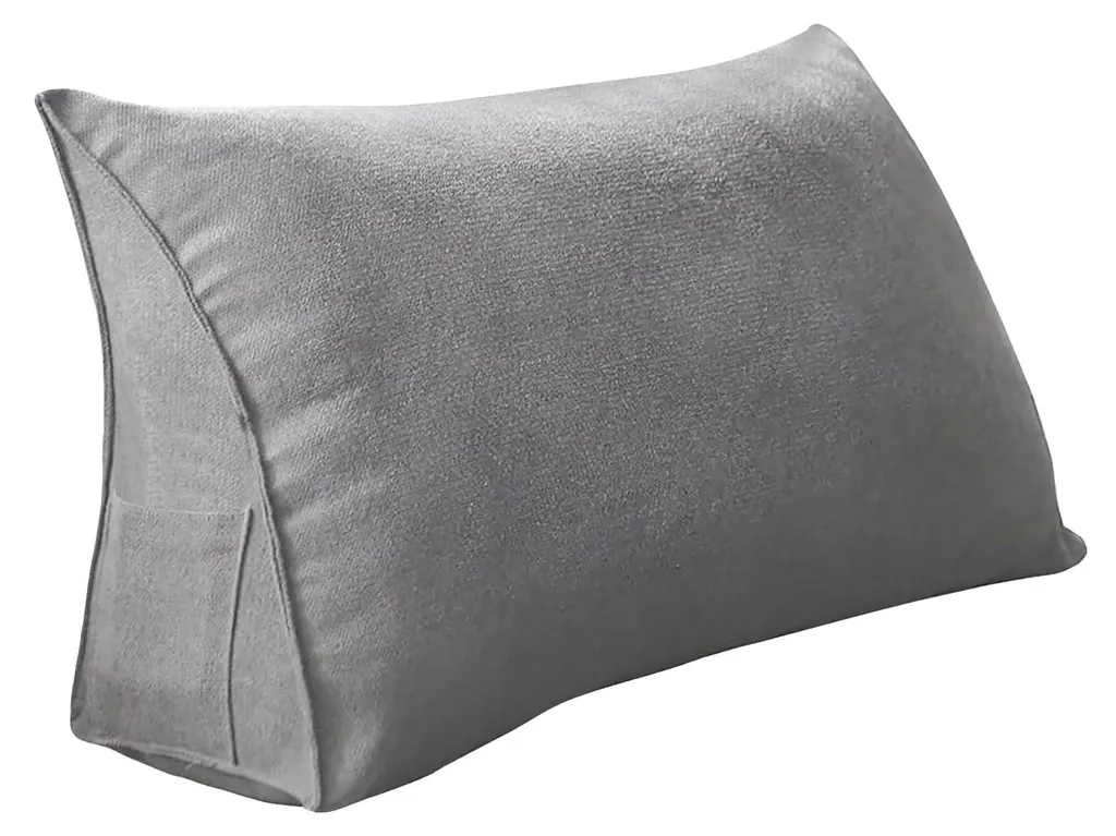 Coussin de dossier rembourré et moelleux en tissu gris clair de 60 cm