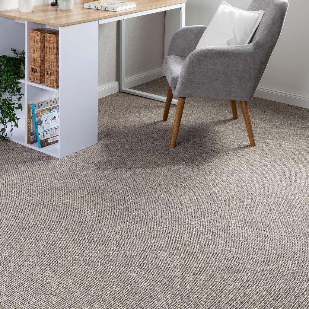 Steffensmeier Teppichboden Rhodos Meterware | Auslegware für Kinderzimmer Wohnzimmer Schlafzimmer | Beige Anthrazit, Größe: 400x200 cm