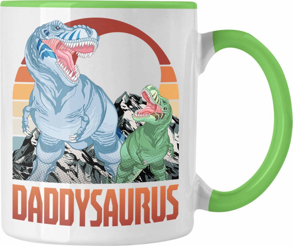 Trendation - Daddysaurus Tasse Geschenk für Vater zum Geburtstag Weihnachten Vatertag Bester Papa Geschenkidee (Grün)