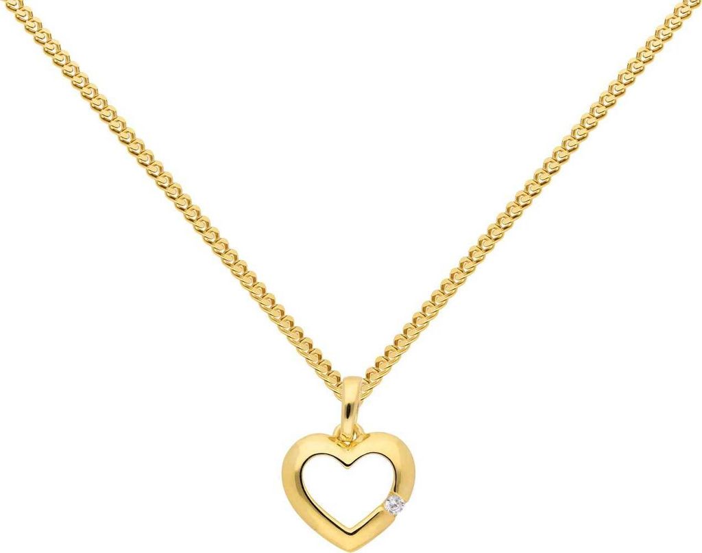 Gold Anhänger Herz Zirkonia mit Goldkette  333-8 Karat Gold Produktbild 