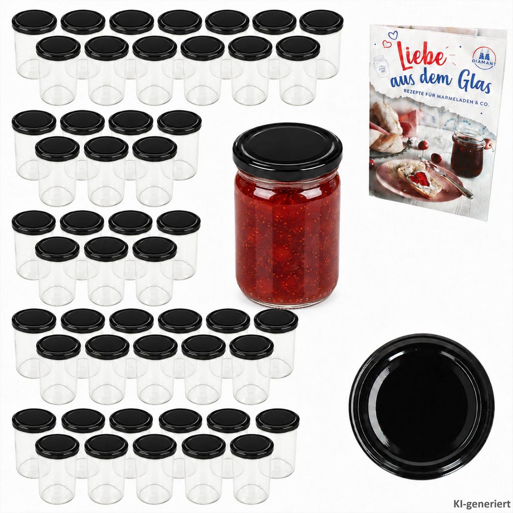 zestaw 50 szklanek 230 ml HOCH To 66 z czarną pokrywką i Zdjęcie produktu 