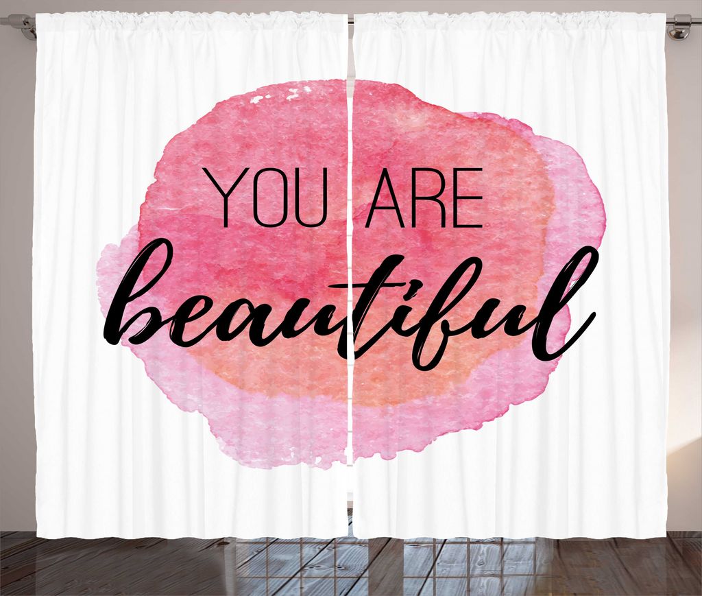 ABAKUHAUS Sprichwort Rustikaler Gardine, Sie befinden Sich auf Stain, Wohnzimmer Universalband Gardinen mit Schlaufen und Haken, 280 x 225 cm, Schw...