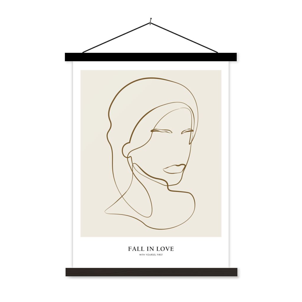 MuchoWow Textilposter Frauen - Text - Zitate - Linienkunst 40x53 cm mit schwarzem Rahmen - Abbildung
