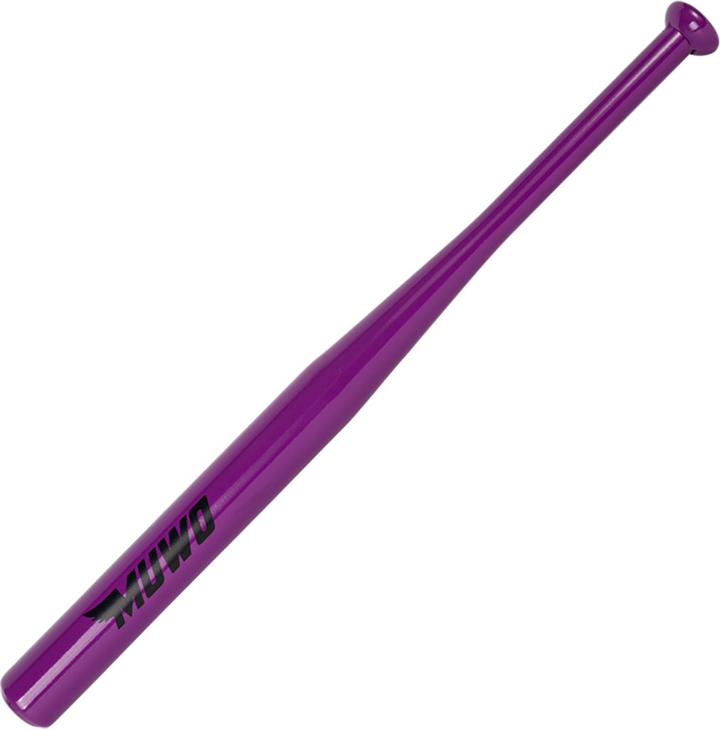 A purple baseball bat is shown against a white background.
