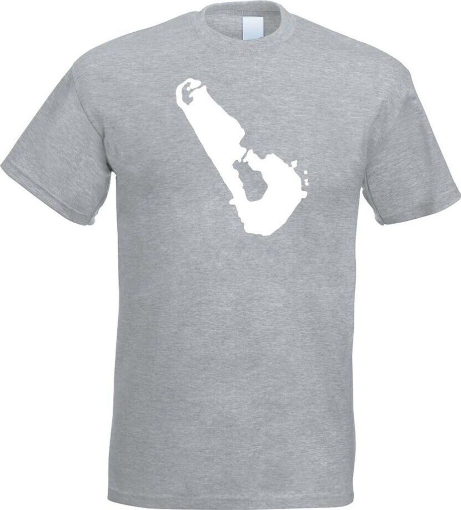 Kiwistar - T-Shirt - Graumeliert - Tuvalu Umriss Kontur Herren Funshirt Bedruckt Design Sprüche Spruch Motive - mit Motiv Bedruckt - Funshirt Desi...