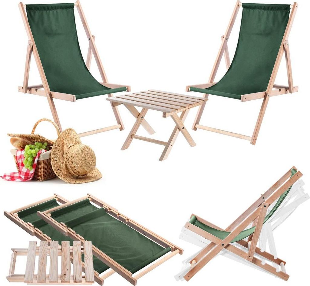 KADAX Set de table basse naturelle pour chaises longues + 2 Image du produit 