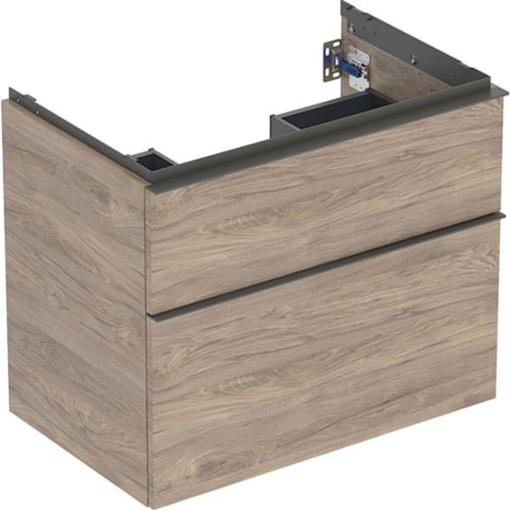 Geberit 502.304.JR.1, Walnuss, Grau, Holz, 2 Schublade(n), 740 mm, 476 mm, 615 mm