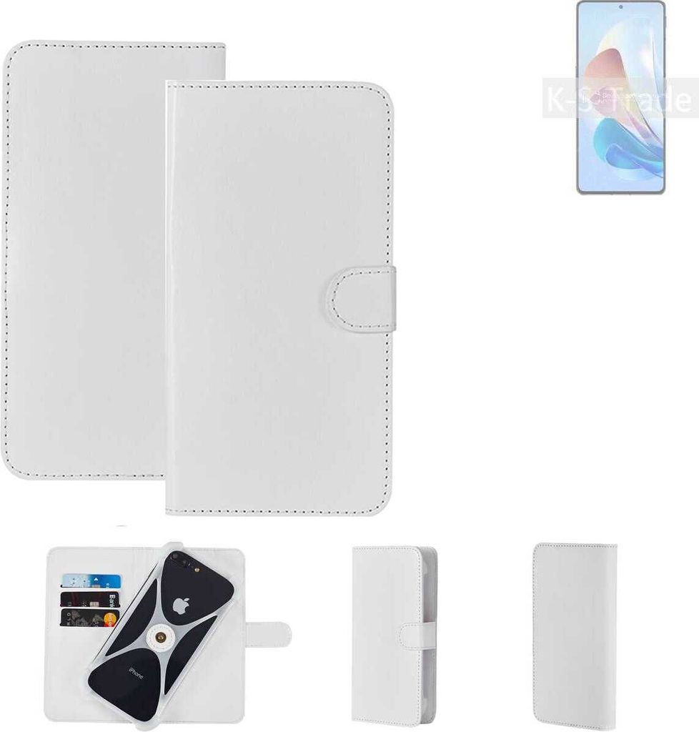 K-S-Trade Handy Hülle Schutz Hülle kompatibel mit nubia Z40S Pro 80W Cover Case Bookstyle Bumper weiß 1x