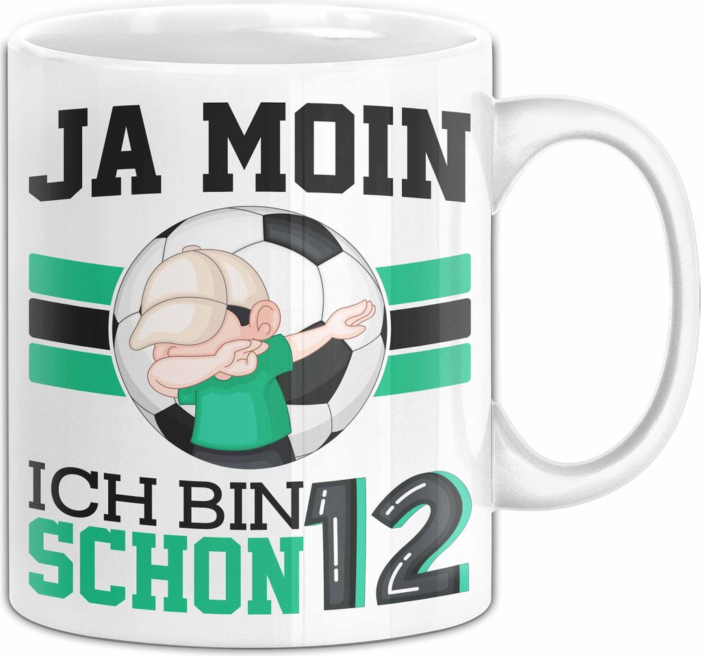 12. Geburtstag Geschenk Tasse Becher Junge Geburtstagsgeschenk Ja Moin Ich Bin Schon 12 (Weiß)