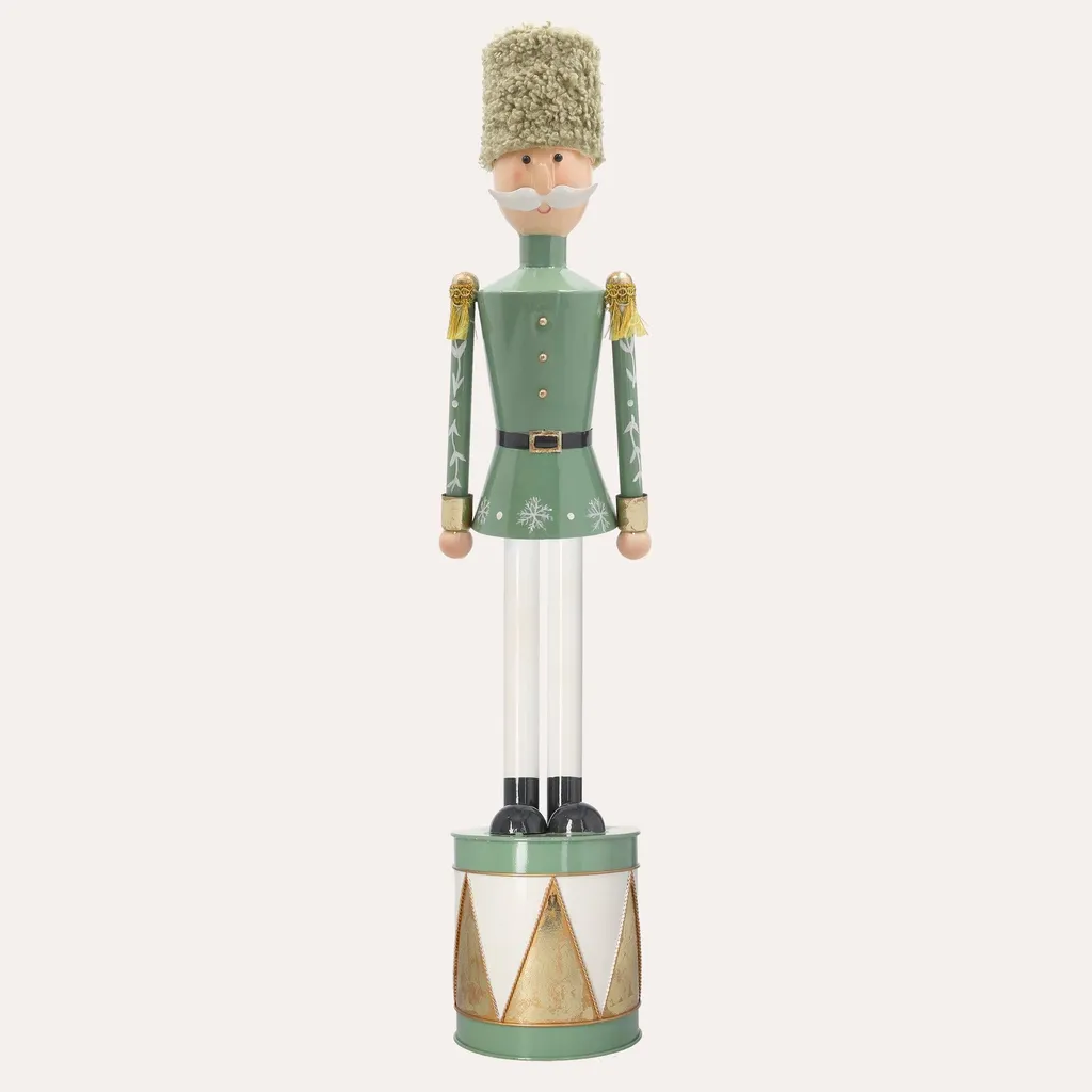 Grande Statuette de Noël Soldat Moustache pour Salon et Entrée 75cm