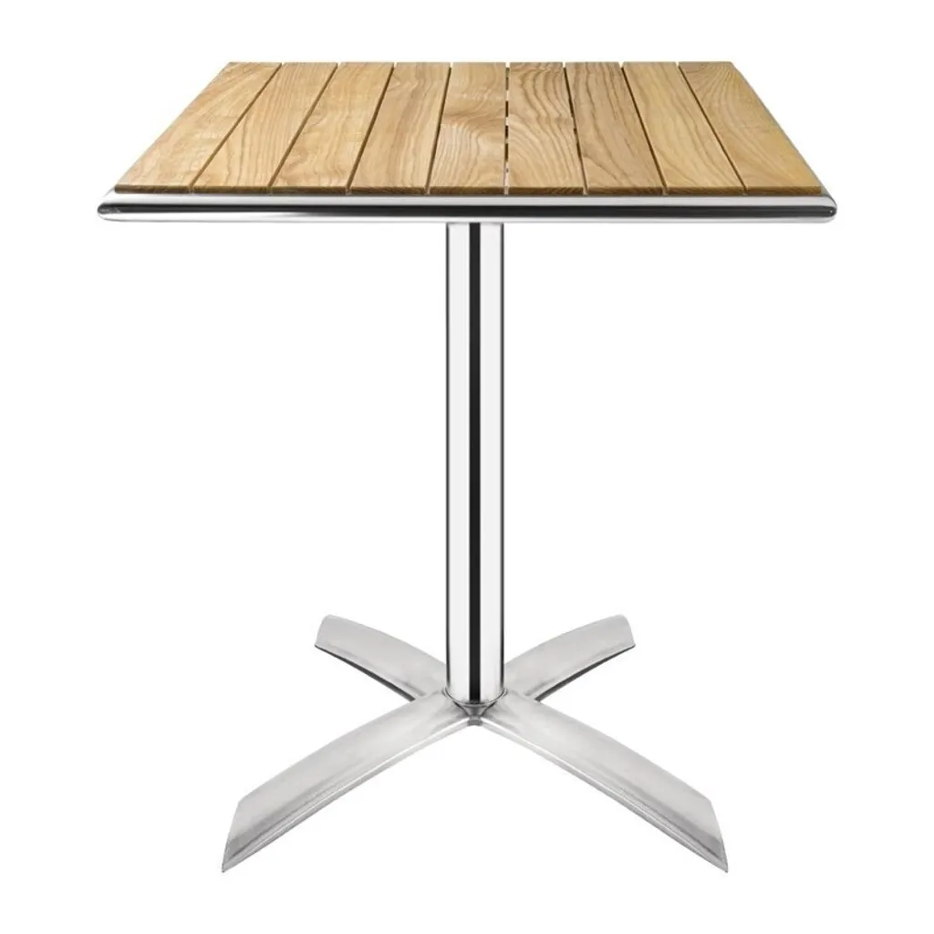 Table Carrée Bolero en Aluminium et Bois de Frêne 60x60cm Pliable