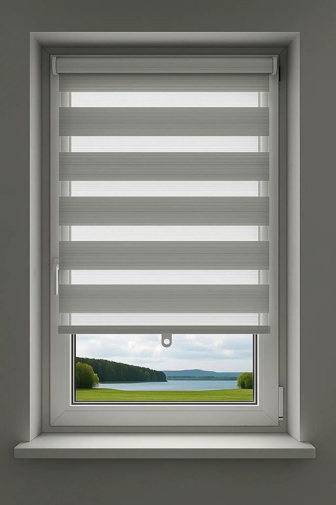 Doppelrollo Klemmfix Ohne Bohren Duo Rollo Zebrarollo Hellgrau 70cm