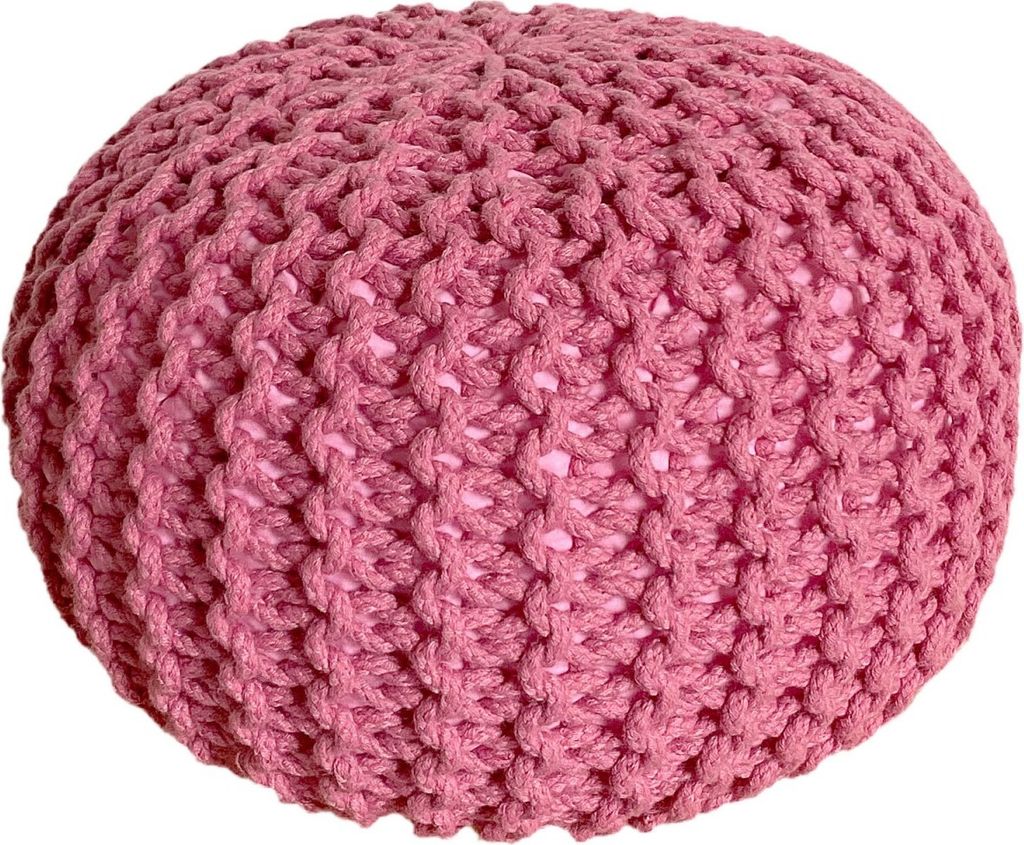 Soma Pouf Ø 55 cm Sitzpouf Strickhocker Hocker Pool Garten Innen & Außen waschbar blass pink (BxHxL) 55 x 37 x 55