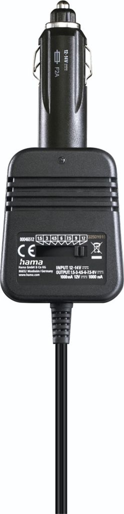 Hama Netzteil für Kfz, 1000mA, 12W, max. 12V, 8 Adapter