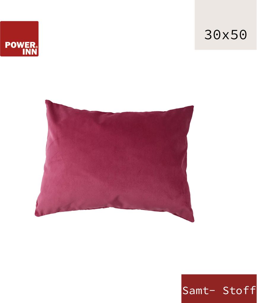POWER INN Kissenbezug | 30x50cm | Pink | Samtstoff | Kissenhülle | Waschbar bei 30°C